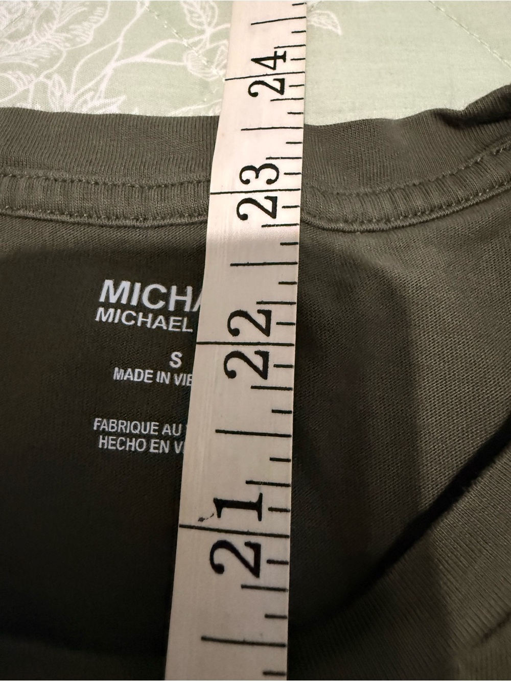 Michael Kors Olive Green Short Sleeve Logo Tape Tee - Picture 5 of 6